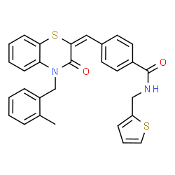 ChemSpider 2D Image | 4-{(E)-[4-(2-Methylbenzyl)-3-oxo-3,4-dihydro-2H-1,4-benzothiazin-2-ylidene]methyl}-N-(2-thienylmethyl)benzamide | C29H24N2O2S2