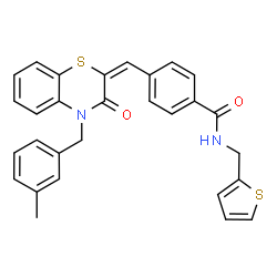 ChemSpider 2D Image | 4-{(E)-[4-(3-Methylbenzyl)-3-oxo-3,4-dihydro-2H-1,4-benzothiazin-2-ylidene]methyl}-N-(2-thienylmethyl)benzamide | C29H24N2O2S2