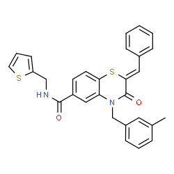 ChemSpider 2D Image | (2Z)-2-Benzylidene-4-(3-methylbenzyl)-3-oxo-N-(2-thienylmethyl)-3,4-dihydro-2H-1,4-benzothiazine-6-carboxamide | C29H24N2O2S2
