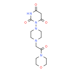 ChemSpider 2D Image | 1-{4-[2-(4-Morpholinyl)-2-oxoethyl]-1-piperazinyl}-2,4,6(1H,3H,5H)-pyrimidinetrione | C14H21N5O5