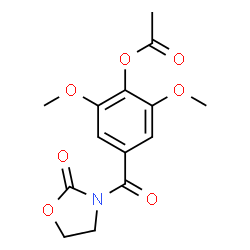 ChemSpider 2D Image | 2,6-Dimethoxy-4-[(2-oxo-1,3-oxazolidin-3-yl)carbonyl]phenyl acetate | C14H15NO7