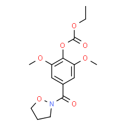 ChemSpider 2D Image | 2,6-Dimethoxy-4-(1,2-oxazolidin-2-ylcarbonyl)phenyl ethyl carbonate | C15H19NO7
