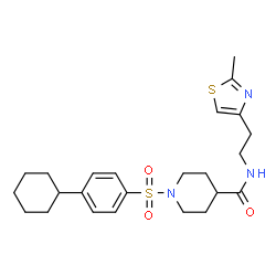 ChemSpider 2D Image | 1-[(4-Cyclohexylphenyl)sulfonyl]-N-[2-(2-methyl-1,3-thiazol-4-yl)ethyl]-4-piperidinecarboxamide | C24H33N3O3S2