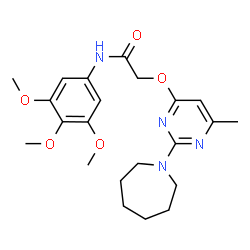 ChemSpider 2D Image | 2-{[2-(1-Azepanyl)-6-methyl-4-pyrimidinyl]oxy}-N-(3,4,5-trimethoxyphenyl)acetamide | C22H30N4O5