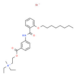 ChemSpider 2D Image | N,N-Diethyl-N-methyl-2-[(3-{[2-(octyloxy)benzoyl]amino}benzoyl)oxy]ethanaminium bromide | C29H43BrN2O4