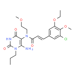 ChemSpider 2D Image | (2E)-N-(6-Amino-2,4-dioxo-1-propyl-1,2,3,4-tetrahydro-5-pyrimidinyl)-3-(3-chloro-5-ethoxy-4-methoxyphenyl)-N-(2-methoxyethyl)acrylamide | C22H29ClN4O6