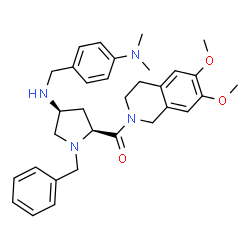 ChemSpider 2D Image | [(2S,4S)-1-Benzyl-4-{[4-(dimethylamino)benzyl]amino}-2-pyrrolidinyl](6,7-dimethoxy-3,4-dihydro-2(1H)-isoquinolinyl)methanone | C32H40N4O3