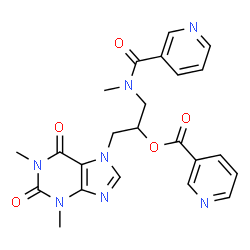 ChemSpider 2D Image | 1-(1,3-Dimethyl-2,6-dioxo-1,2,3,6-tetrahydro-7H-purin-7-yl)-3-[methyl(3-pyridinylcarbonyl)amino]-2-propanyl nicotinate | C23H23N7O5