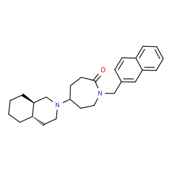 ChemSpider 2D Image | 1-(2-Naphthylmethyl)-5-[(4aS,8aR)-octahydro-2(1H)-isoquinolinyl]-2-azepanone | C26H34N2O