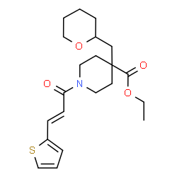 ChemSpider 2D Image | Ethyl 4-(tetrahydro-2H-pyran-2-ylmethyl)-1-[(2E)-3-(2-thienyl)-2-propenoyl]-4-piperidinecarboxylate | C21H29NO4S
