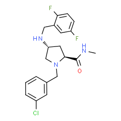 ChemSpider 2D Image | (4R)-1-(3-Chlorobenzyl)-4-[(2,5-difluorobenzyl)amino]-N-methyl-L-prolinamide | C20H22ClF2N3O