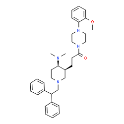 ChemSpider 2D Image | 3-[(3S,4R)-4-(Dimethylamino)-1-(2,2-diphenylethyl)-3-piperidinyl]-1-[4-(2-methoxyphenyl)-1-piperazinyl]-1-propanone | C35H46N4O2