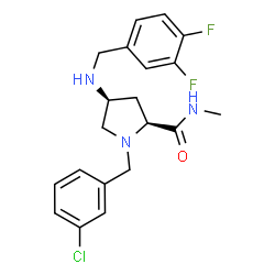 ChemSpider 2D Image | (4S)-1-(3-Chlorobenzyl)-4-[(3,4-difluorobenzyl)amino]-N-methyl-L-prolinamide | C20H22ClF2N3O