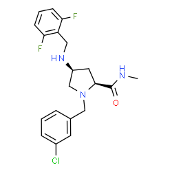 ChemSpider 2D Image | (4S)-1-(3-Chlorobenzyl)-4-[(2,6-difluorobenzyl)amino]-N-methyl-L-prolinamide | C20H22ClF2N3O