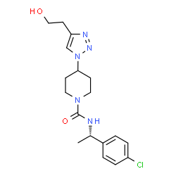 ChemSpider 2D Image | N-[(1S)-1-(4-Chlorophenyl)ethyl]-4-[4-(2-hydroxyethyl)-1H-1,2,3-triazol-1-yl]-1-piperidinecarboxamide | C18H24ClN5O2