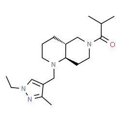 ChemSpider 2D Image | 1-[(4aR,8aR)-1-[(1-Ethyl-3-methyl-1H-pyrazol-4-yl)methyl]octahydro-1,6-naphthyridin-6(2H)-yl]-2-methyl-1-propanone | C19H32N4O