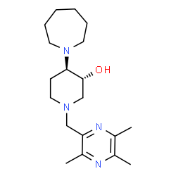 ChemSpider 2D Image | (3R,4R)-4-(1-Azepanyl)-1-[(3,5,6-trimethyl-2-pyrazinyl)methyl]-3-piperidinol | C19H32N4O