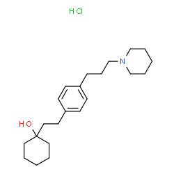 ChemSpider 2D Image | 1-(2-{4-[3-(1-Piperidinyl)propyl]phenyl}ethyl)cyclohexanol hydrochloride (1:1) | C22H36ClNO
