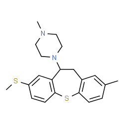 ChemSpider 2D Image | 1-Methyl-4-[2-methyl-8-(methylsulfanyl)-10,11-dihydrodibenzo[b,f]thiepin-10-yl]piperazine | C21H26N2S2