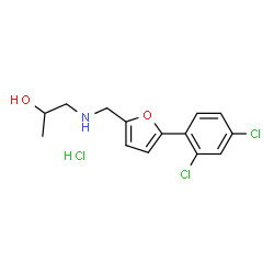 ChemSpider 2D Image | 1-({[5-(2,4-Dichlorophenyl)-2-furyl]methyl}amino)-2-propanol hydrochloride (1:1) | C14H16Cl3NO2
