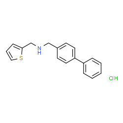 ChemSpider 2D Image | 1-(4-Biphenylyl)-N-(2-thienylmethyl)methanamine hydrochloride (1:1) | C18H18ClNS