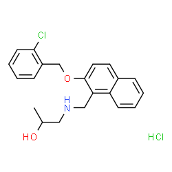 ChemSpider 2D Image | 1-[({2-[(2-Chlorobenzyl)oxy]-1-naphthyl}methyl)amino]-2-propanol hydrochloride (1:1) | C21H23Cl2NO2