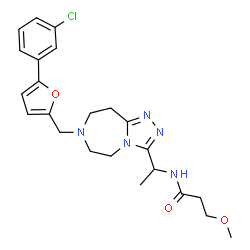 ChemSpider 2D Image | N-[1-(7-{[5-(3-Chlorophenyl)-2-furyl]methyl}-6,7,8,9-tetrahydro-5H-[1,2,4]triazolo[4,3-d][1,4]diazepin-3-yl)ethyl]-3-methoxypropanamide | C23H28ClN5O3