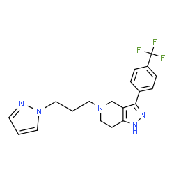 ChemSpider 2D Image | 5-[3-(1H-Pyrazol-1-yl)propyl]-3-[4-(trifluoromethyl)phenyl]-4,5,6,7-tetrahydro-1H-pyrazolo[4,3-c]pyridine | C19H20F3N5