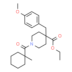 ChemSpider 2D Image | Ethyl 4-(4-methoxybenzyl)-1-[(1-methylcyclohexyl)carbonyl]-4-piperidinecarboxylate | C24H35NO4