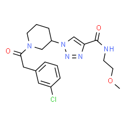 ChemSpider 2D Image | 1-{1-[(3-Chlorophenyl)acetyl]-3-piperidinyl}-N-(2-methoxyethyl)-1H-1,2,3-triazole-4-carboxamide | C19H24ClN5O3