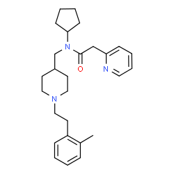 ChemSpider 2D Image | N-Cyclopentyl-N-({1-[2-(2-methylphenyl)ethyl]-4-piperidinyl}methyl)-2-(2-pyridinyl)acetamide | C27H37N3O