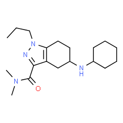 ChemSpider 2D Image | 5-(Cyclohexylamino)-N,N-dimethyl-1-propyl-4,5,6,7-tetrahydro-1H-indazole-3-carboxamide | C19H32N4O