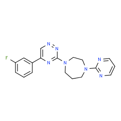ChemSpider 2D Image | 1-[5-(3-Fluorophenyl)-1,2,4-triazin-3-yl]-4-(2-pyrimidinyl)-1,4-diazepane | C18H18FN7