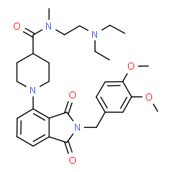 ChemSpider 2D Image | N-[2-(Diethylamino)ethyl]-1-[2-(3,4-dimethoxybenzyl)-1,3-dioxo-2,3-dihydro-1H-isoindol-4-yl]-N-methyl-4-piperidinecarboxamide | C30H40N4O5