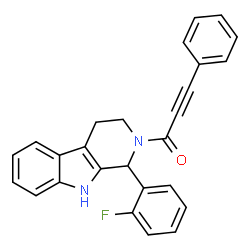ChemSpider 2D Image | 1-[1-(2-Fluorophenyl)-1,3,4,9-tetrahydro-2H-beta-carbolin-2-yl]-3-phenyl-2-propyn-1-one | C26H19FN2O