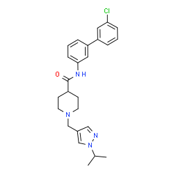 ChemSpider 2D Image | N-(3'-Chloro-3-biphenylyl)-1-[(1-isopropyl-1H-pyrazol-4-yl)methyl]-4-piperidinecarboxamide | C25H29ClN4O