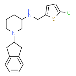 ChemSpider 2D Image | N-[(5-Chloro-2-thienyl)methyl]-1-(2,3-dihydro-1H-inden-2-yl)-3-piperidinamine | C19H23ClN2S