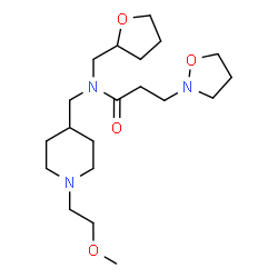 ChemSpider 2D Image | N-{[1-(2-Methoxyethyl)-4-piperidinyl]methyl}-3-(1,2-oxazolidin-2-yl)-N-(tetrahydro-2-furanylmethyl)propanamide | C20H37N3O4
