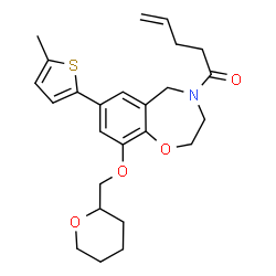 ChemSpider 2D Image | 1-[7-(5-Methyl-2-thienyl)-9-(tetrahydro-2H-pyran-2-ylmethoxy)-2,3-dihydro-1,4-benzoxazepin-4(5H)-yl]-4-penten-1-one | C25H31NO4S