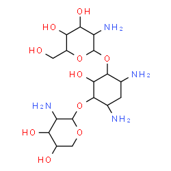 ChemSpider 2D Image | 4,6-Diamino-3-[(2-amino-2-deoxypentopyranosyl)oxy]-2-hydroxycyclohexyl 2-amino-2-deoxyhexopyranoside | C17H34N4O10