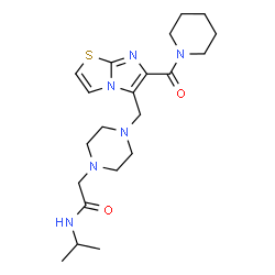 ChemSpider 2D Image | N-Isopropyl-2-(4-{[6-(1-piperidinylcarbonyl)imidazo[2,1-b][1,3]thiazol-5-yl]methyl}-1-piperazinyl)acetamide | C21H32N6O2S