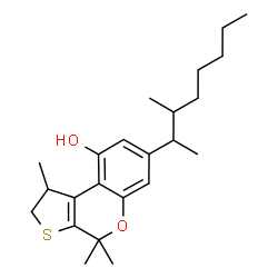 ChemSpider 2D Image | 1,4,4-Trimethyl-7-(3-methyl-2-octanyl)-1,4-dihydro-2H-thieno[2,3-c]chromen-9-ol | C23H34O2S