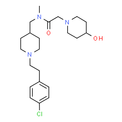 ChemSpider 2D Image | N-({1-[2-(4-Chlorophenyl)ethyl]-4-piperidinyl}methyl)-2-(4-hydroxy-1-piperidinyl)-N-methylacetamide | C22H34ClN3O2