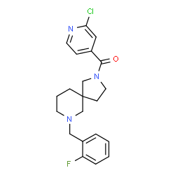 ChemSpider 2D Image | (2-Chloro-4-pyridinyl)[7-(2-fluorobenzyl)-2,7-diazaspiro[4.5]dec-2-yl]methanone | C21H23ClFN3O