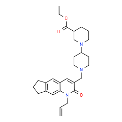 ChemSpider 2D Image | Ethyl 1'-[(1-allyl-2-oxo-2,6,7,8-tetrahydro-1H-cyclopenta[g]quinolin-3-yl)methyl]-1,4'-bipiperidine-3-carboxylate | C29H39N3O3