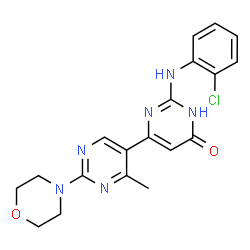 ChemSpider 2D Image | 2-[(2-Chlorophenyl)amino]-4'-methyl-2'-(4-morpholinyl)-4,5'-bipyrimidin-6(1H)-one | C19H19ClN6O2