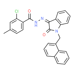 ChemSpider 2D Image | 2-Chloro-4-methyl-N'-[(3Z)-1-(1-naphthylmethyl)-2-oxo-1,2-dihydro-3H-indol-3-ylidene]benzohydrazide | C27H20ClN3O2
