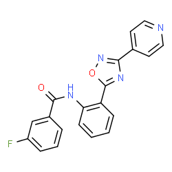 ChemSpider 2D Image | 3-Fluoro-N-{2-[3-(4-pyridinyl)-1,2,4-oxadiazol-5-yl]phenyl}benzamide | C20H13FN4O2