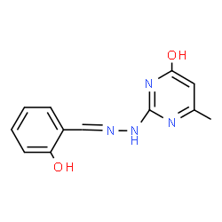 ChemSpider 2D Image | 4-Hydroxy-2-(2-Hydroxybenzylidenehydrazino)-6-Methylpyrimidine | C12H12N4O2