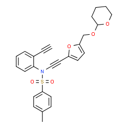 ChemSpider 2D Image | N-(2-Ethynylphenyl)-4-methyl-N-({5-[(tetrahydro-2H-pyran-2-yloxy)methyl]-2-furyl}ethynyl)benzenesulfonamide | C27H25NO5S